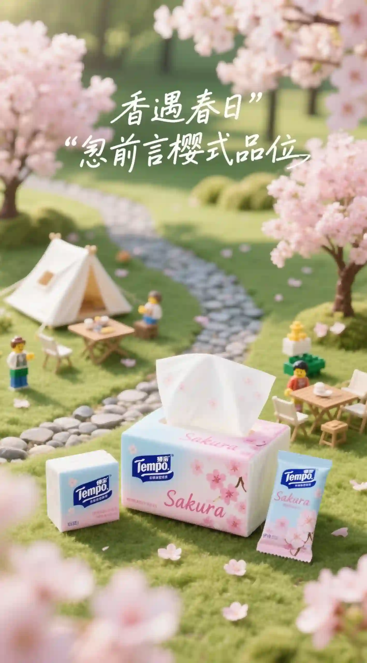 樱花限定纸巾产品海报