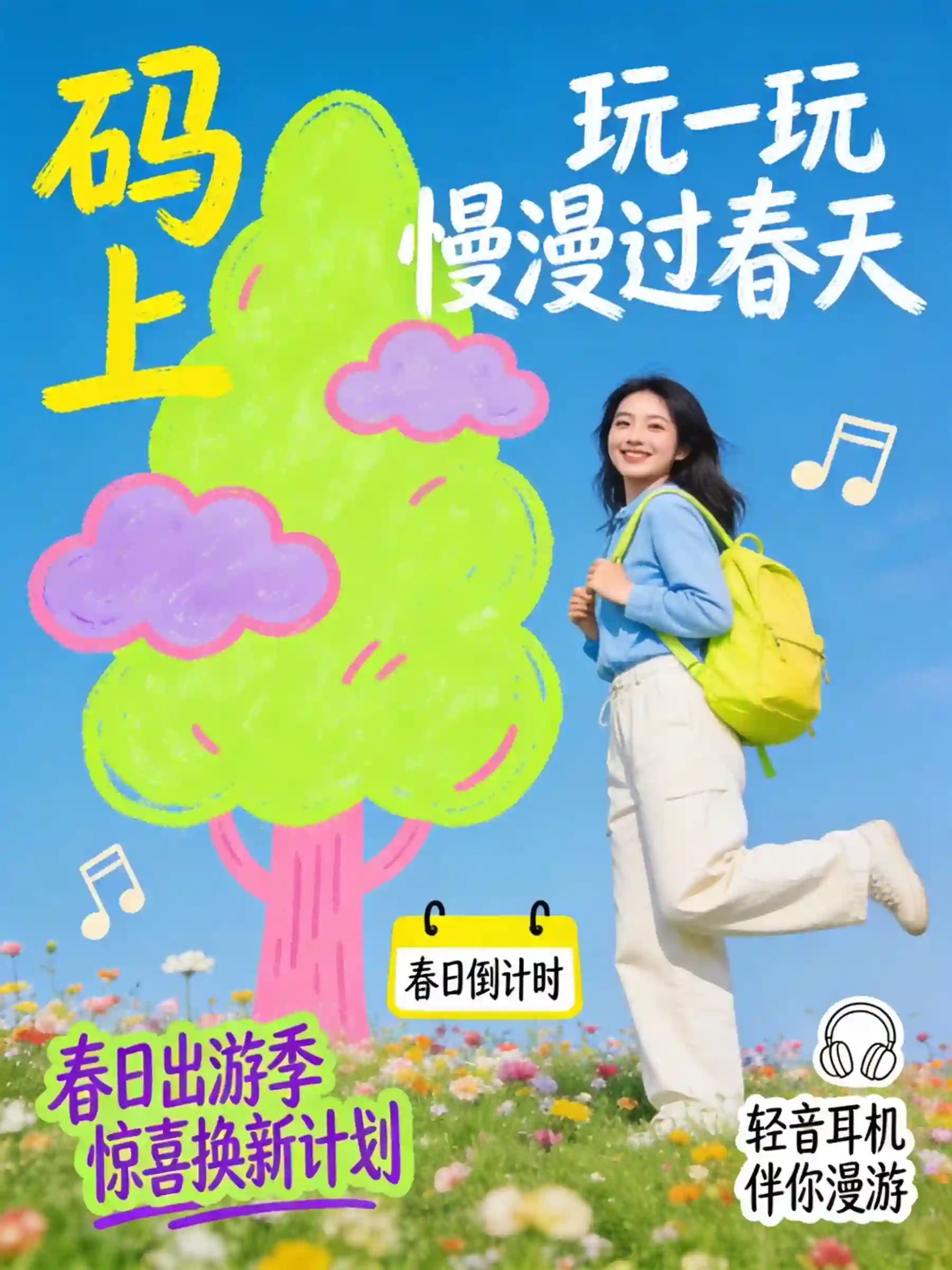 春日出游季轻音耳机宣传海报