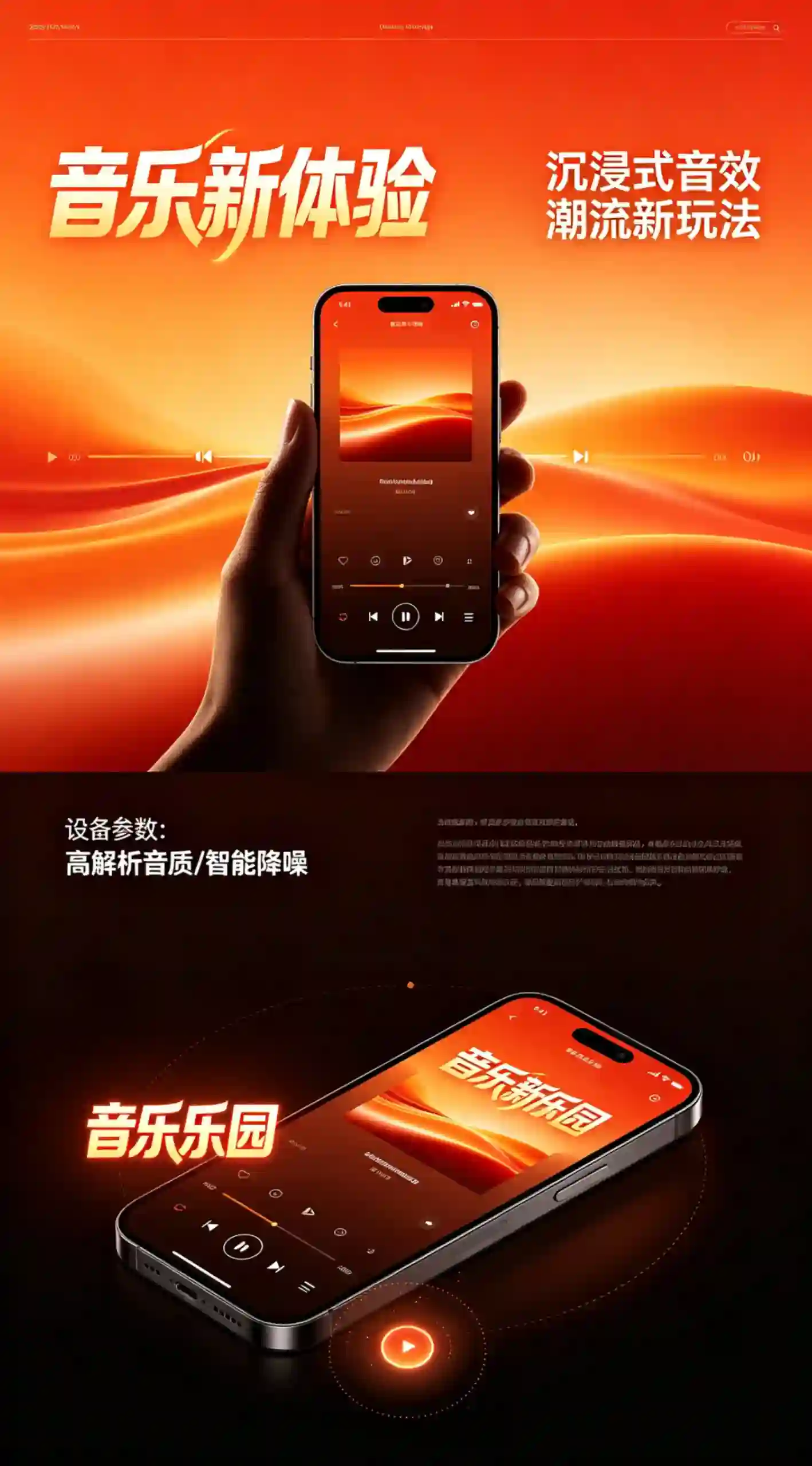 音乐 APP 产品宣传网站界面