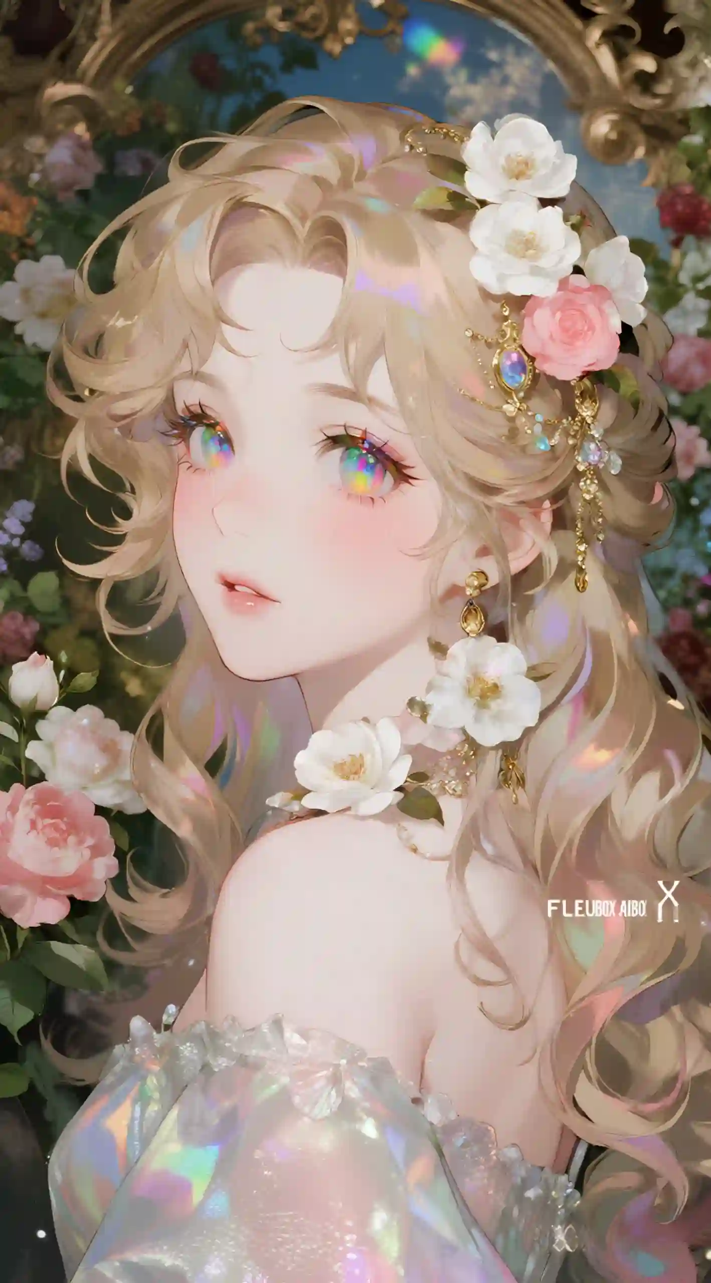 复古油画玫瑰鎏金公主少女